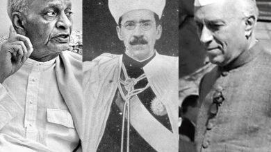 Image of Sardar Patel, Osman Ali Khan and Jawaharlal Nehru