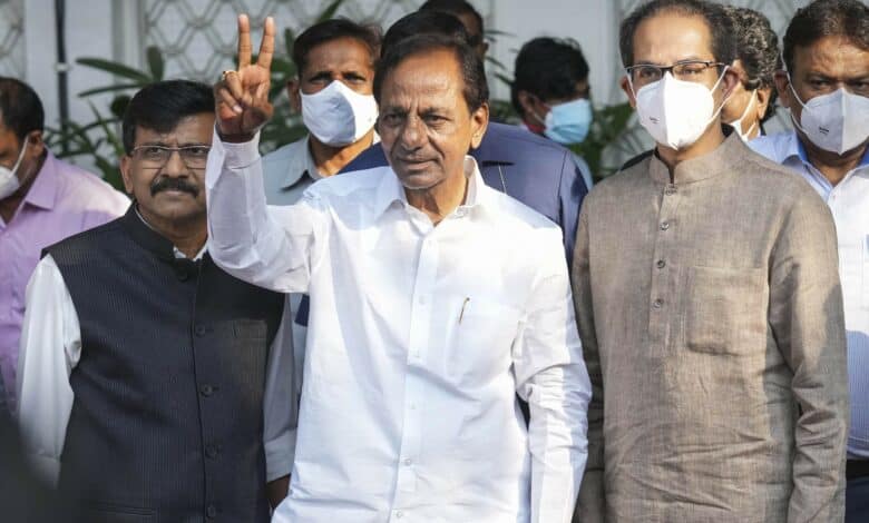 Eye on bigger piece of pie, KCR hoists BRS’ flag in 10 Maha gram panchayats