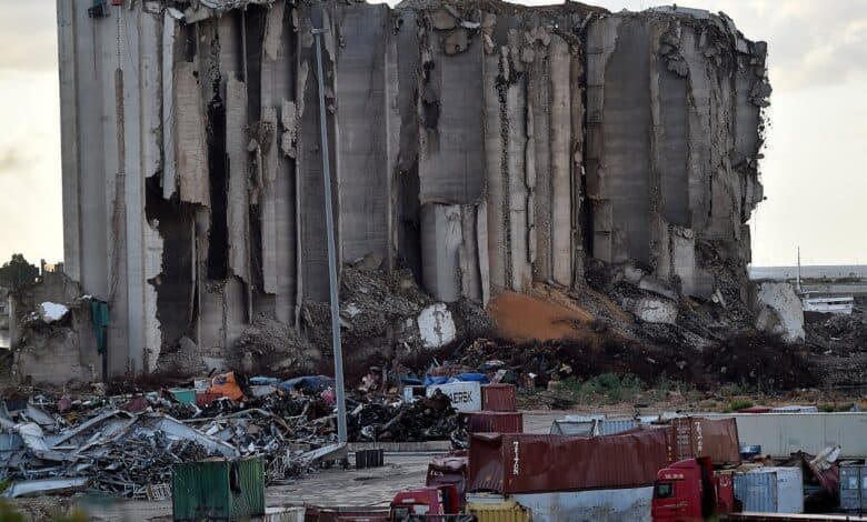 Part of Beirut port silos damaged in 2020 blast, collapses