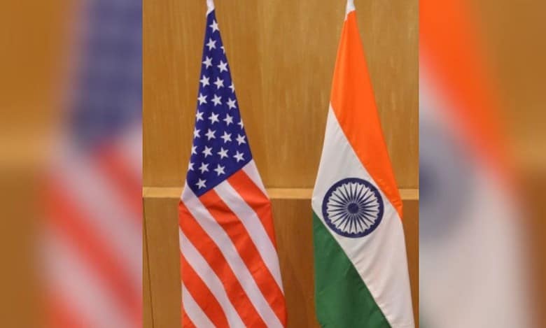 Flag of India and Flag of US.