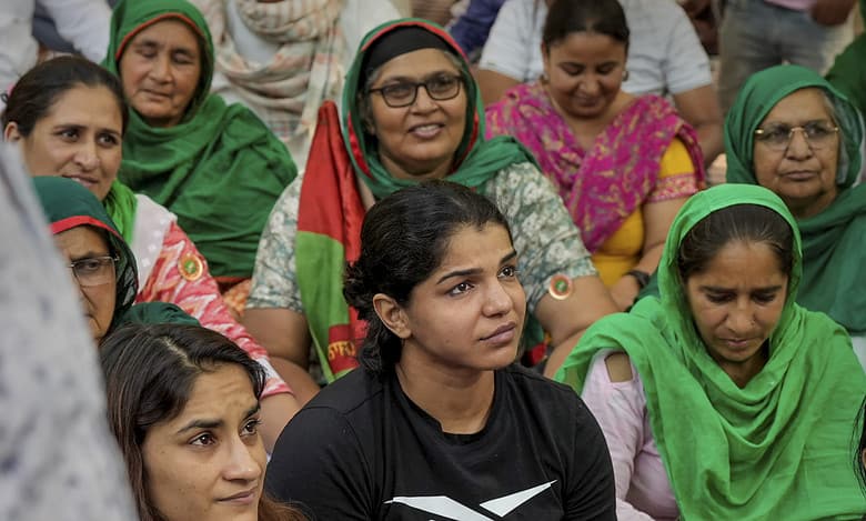 Wrestlers protest at Jantar Mantar