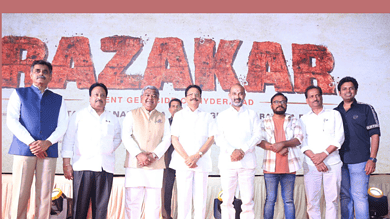 Image of BJP leaders at the poster launch of the Razakar movie.