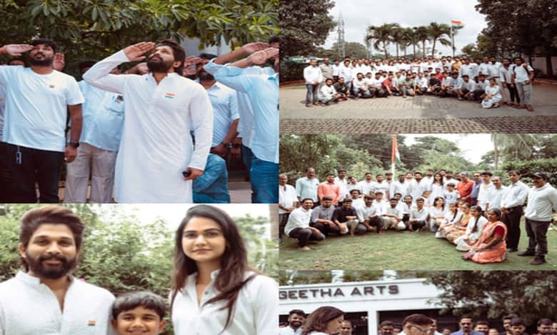 Allu Arjun celebrates I-Day with wife Sneha, kids, staff
