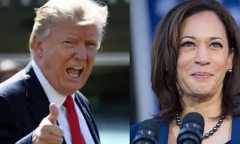 Former US president Donald Trump and Indian-American Vice President Kamala Harris