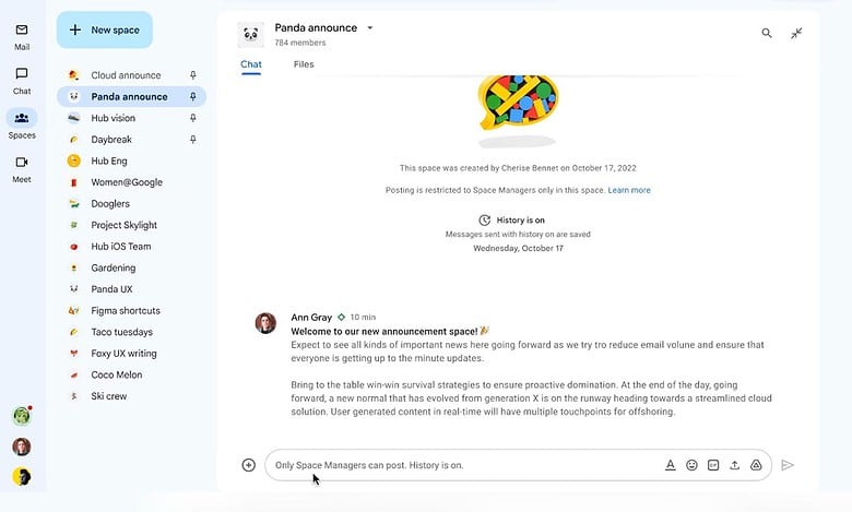 Google Chat to show view counts for messages in spaces
