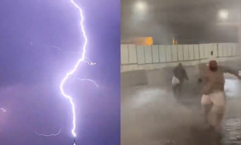 Watch: Makkah witnesses heavy rains, strong winds, lightning strikes Clock Tower