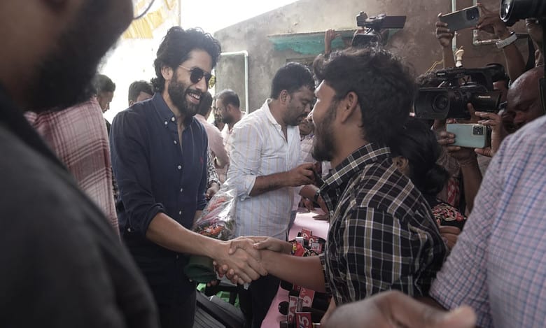 Naga Chaitanya spotted meeting fishermen families in Srikakulam