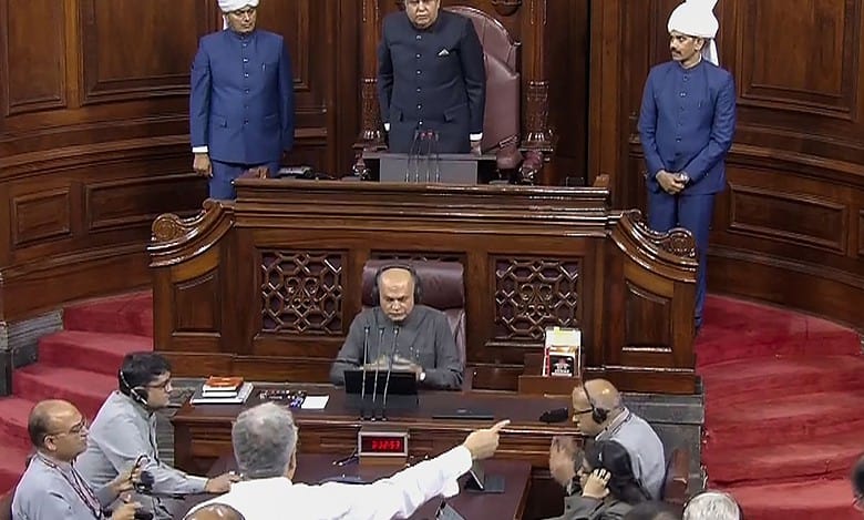 MPs of INDA bloc stage walkout from Rajya Sabha on Manipur issue