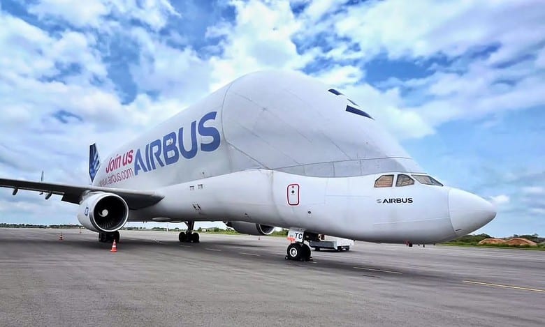 Whale-shaped Airbus Beluga lands at Hyderabad airport