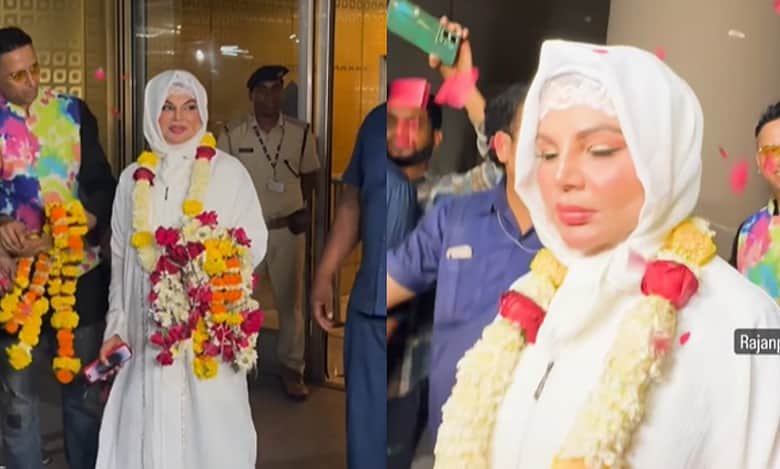 Rakhi Sawant gets warm welcome at Mumbai airport as she returns from Umrah
