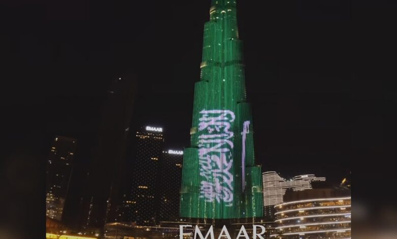Watch: Burj Khalifa light up green in celebration of Saudi Arabia's National Day
