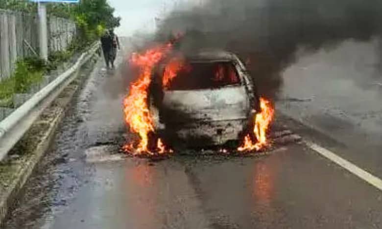 Hyderabad: Running car catches fire near Shamshabad