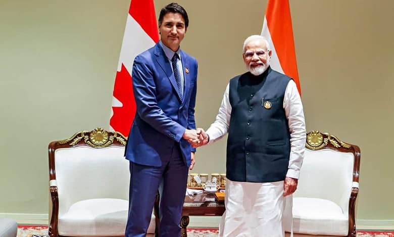 New Delhi: Prime Minister Narendra Modi with Canadian Prime Minister Justin Trudeau during a meeting on the sidelines of the G20 Summit, in New Delhi, Sunday, Sept. 10, 2023. (PTI Photo)