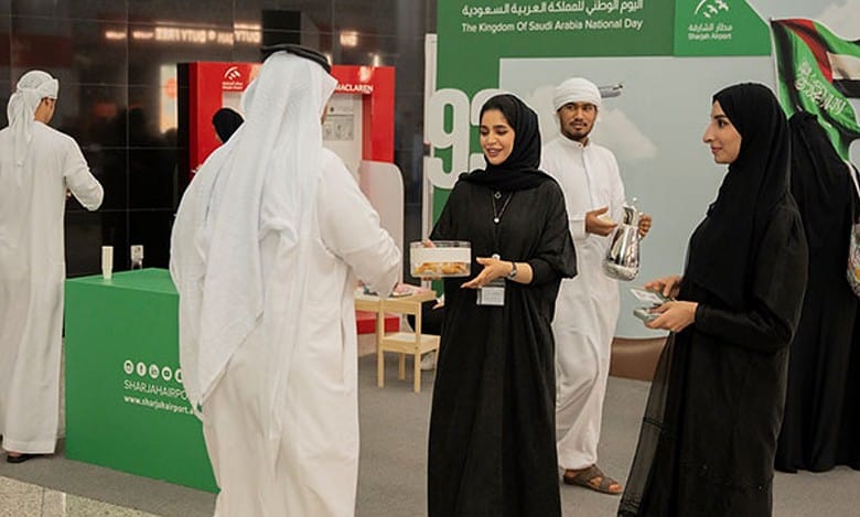 Sharjah Airport welcome Saudi passengers with festive atmosphere