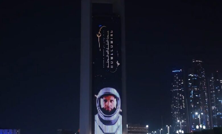 Watch: Abu Dhabi's iconic landmarks light up for UAE astronaut's homecoming