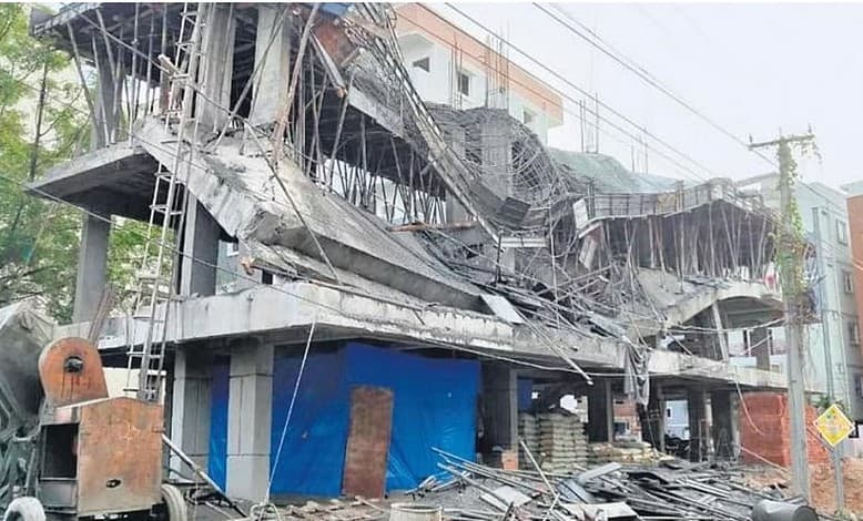 Hyderabad: Under-construction building collapses in Nizampet; 2 hurt