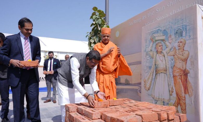 Dharmendra Pradhan visits BAPS Hindu Mandir in Abu Dhabi