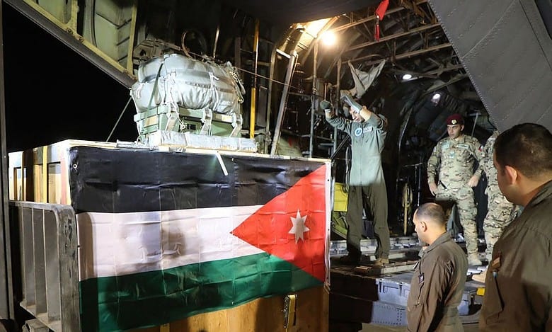 Jordan airdrops humanitarian aid to field hospital in Gaza Strip
