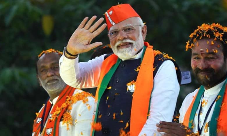 PM Modi's massive election roadshow takes over Hyderabad roads