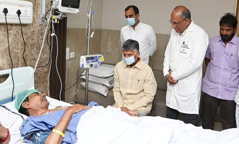 Politicians, celebrities call on ex-CM KCR at Hyderabad hospital