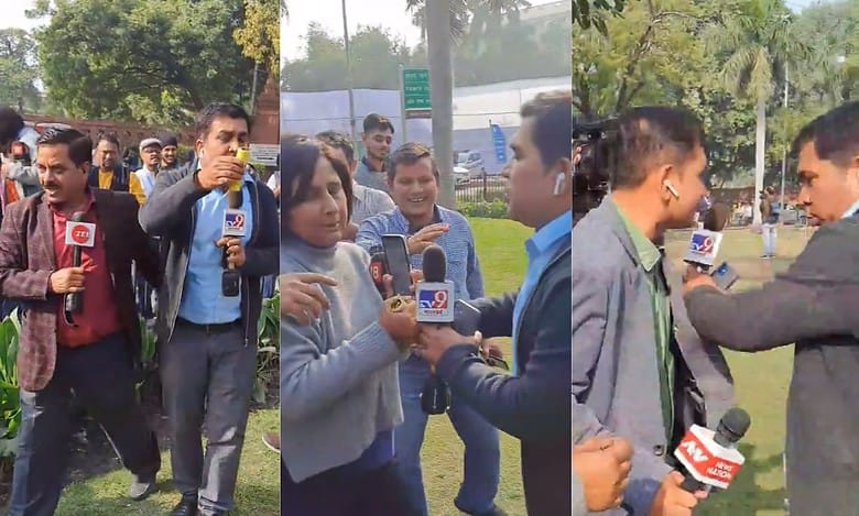 Watch: Reporters fight over smoke canister at Parliament security breach