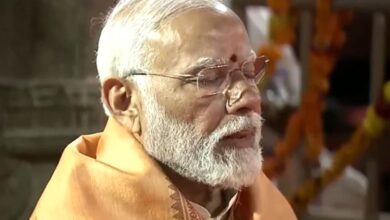 PM Narendra Modi at the Veerabhadra Temple at Lepakshi in Andhra Pradesh’s Sri Sathya Sai district.