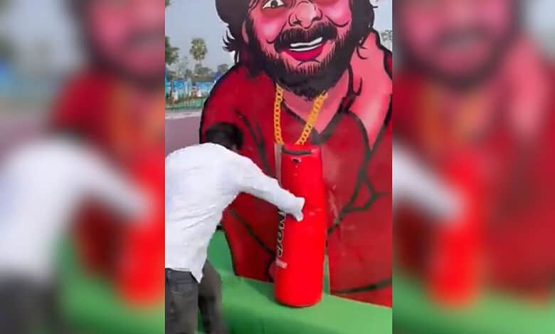 Video: Angry with Pawan Kalyan? YSRCP sets up caricatures with punching bags