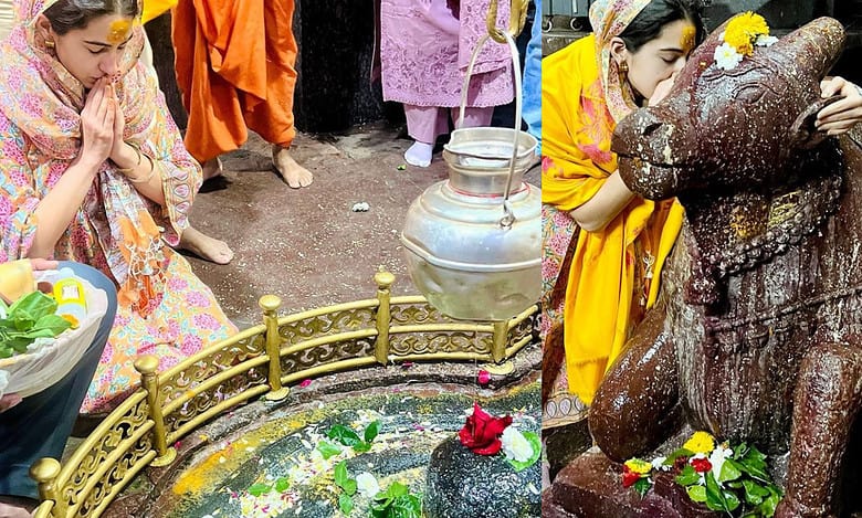 Sara Ali Khan seeks blessings of Lord Shiva at Grishneshwar Jyotirlinga Temple