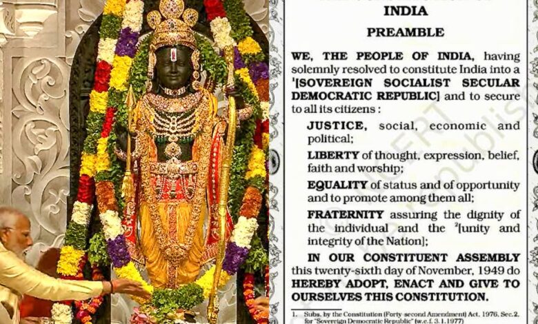 Amid Ram temple celebrations, Malayalam actors post Preamble images