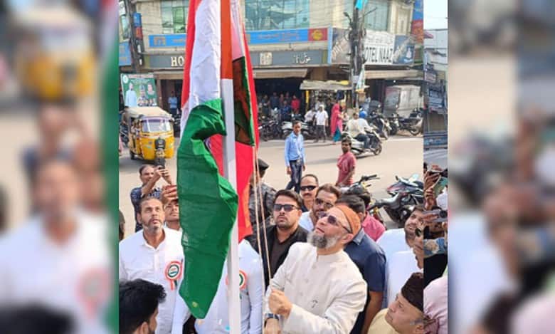 Hyderabad: AIMIM Owaisi unfurls national flag at madrasa
