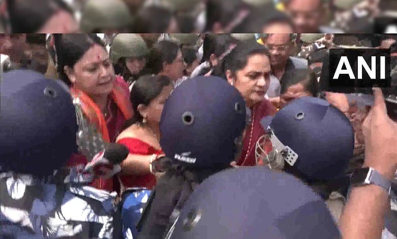 BJP team stopped by Bengal Police from visiting Sandeshkhali