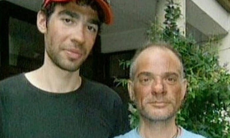 Israeli mountain climber Nadav Ben Yehuda (left) with Aydin Irmak, the Turkish climber he rescued on Mount Everest (Photo credit: Channel 2 screen capture)
