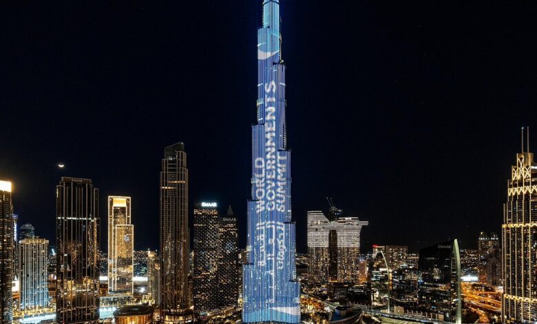 Dubai: Ahead of Prime Minister Narendra Modi's address at the World Government Summit, Burj Khalifa in Dubai lit up with the words 'Guest of Honor - Republic of India.'