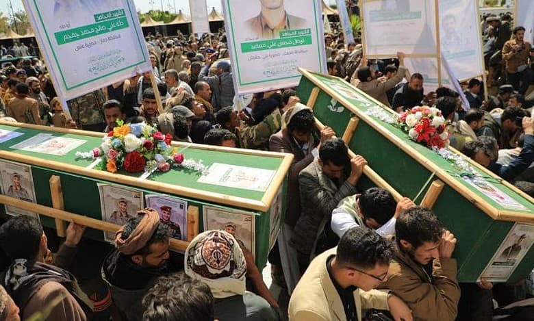 Yemen's Houthis hold funeral for 17 militants killed in US, UK airstrikes