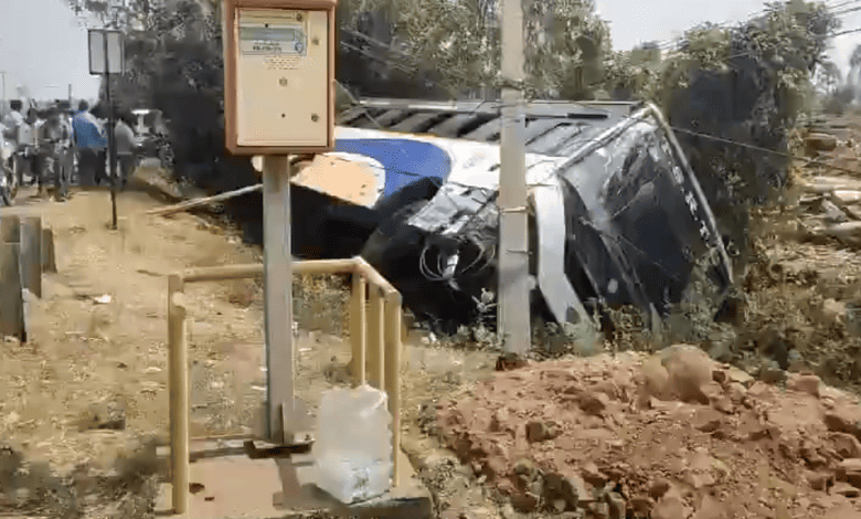 TSRTC bus overturns at NH16 in Andhra Pradesh, none hurt