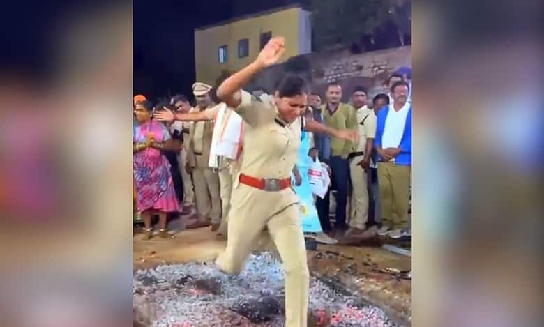 Video: Telangana cops walk barefoot on hot embers in Nalgonda