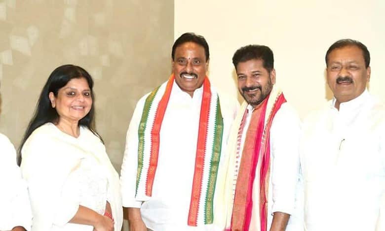 Blow to BRS as Khairtabad MLA, Chevella MP join Congress in Telangana