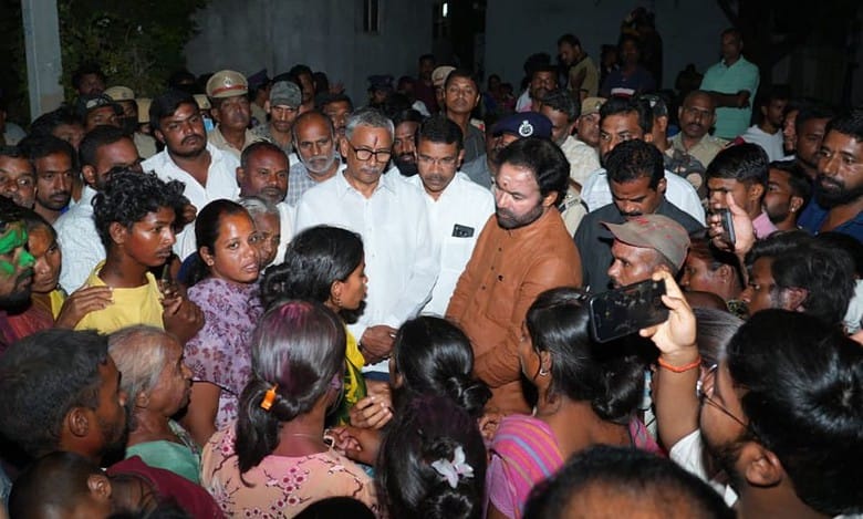 Kishan Reddy visits Chengicherla village after clashes