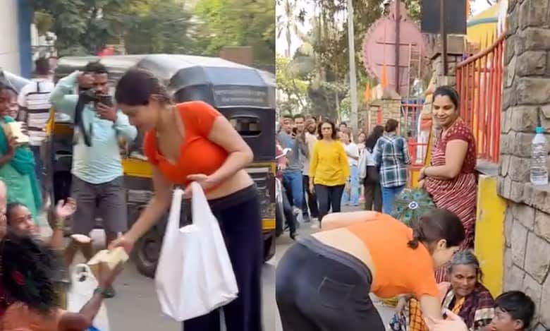 Sara Ali Khan helps beggars in Juhu; requests paps to not click her