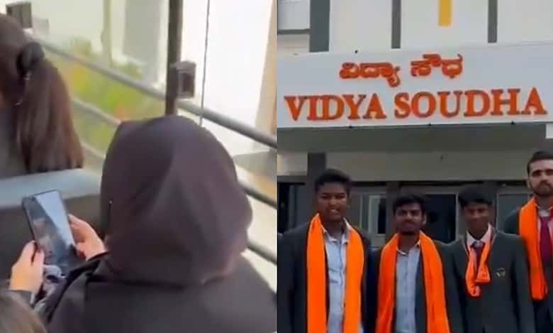 Karnataka: Student wears hijab, Hindu classmates don saffron shawls in protest