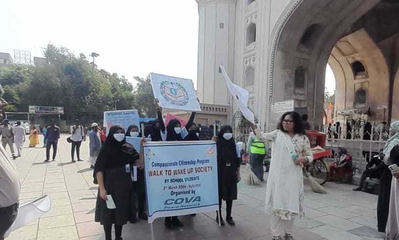 Hyderabad students conduct rally to bring awareness on social issues