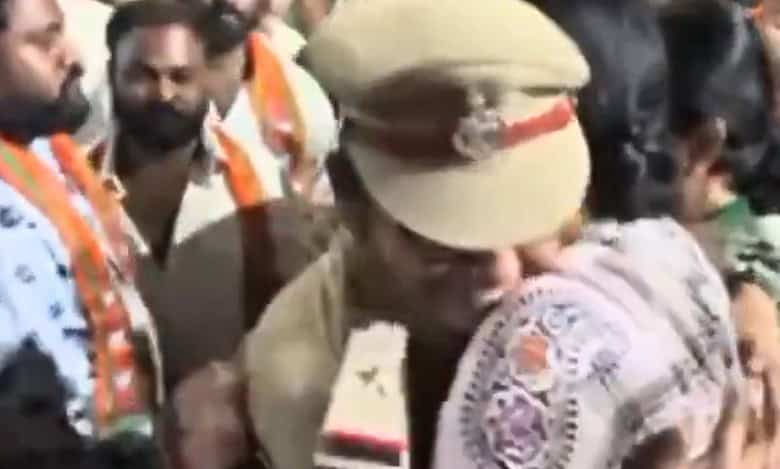 Woman ASI suspended for shaking hand, hugging BJP Hyderabad MP candidate
