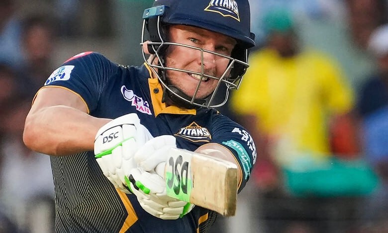 Gujarat Titans' David Miller plays a shot during the Indian Premier League
