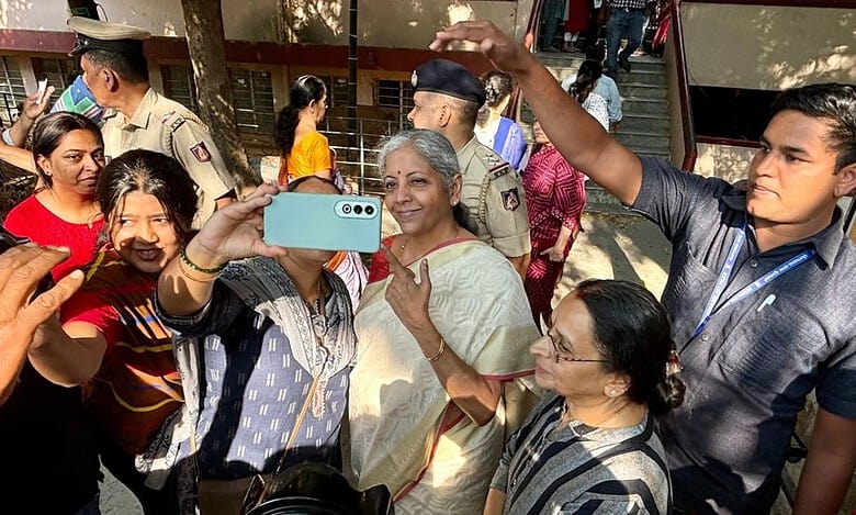 Nirmala Sitharaman among early voters in Bengaluru