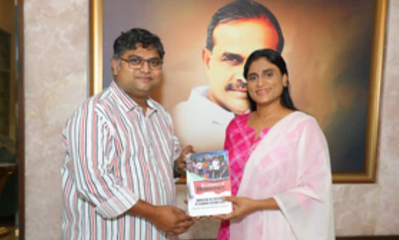 Sharmila releases book on 2023 Telangana Assembly elections