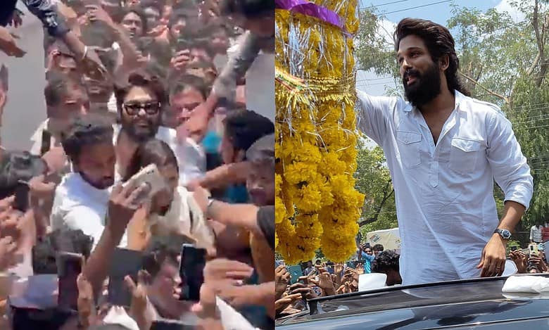 Fans go crazy as Allu Arjun visits Nandyal to support YSRCP candidate