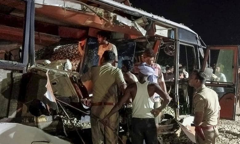 11 dead in UP’s Shahjahanpur as truck loaded with gravel overturns on their bus