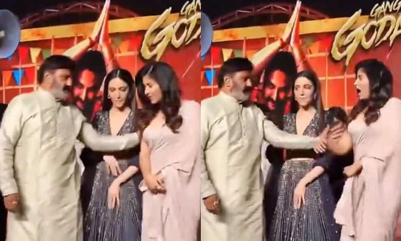 Balakrishna pushes Telugu actress on stage, video goes viral