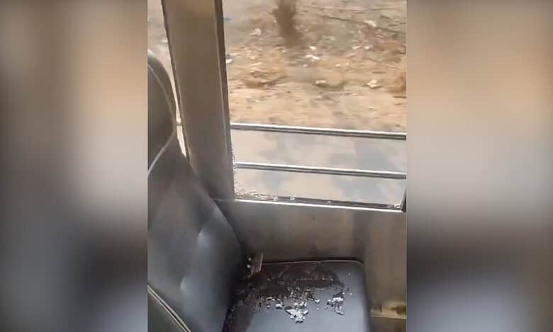 Video: TSRTC bus vandalised at Hyderabad outskirts, windows broken