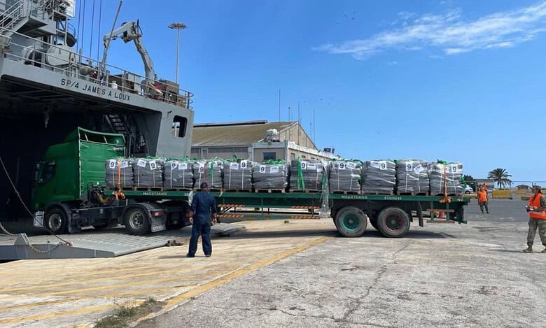 UK aid has delivered the temporary pier off Gaza.